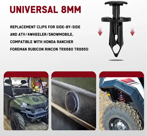Miniatura 6 de Xislet 200 Piezas Clips para Guardabarros de Nylon UTV, Remaches de Cuerpo Compatibles con Polaris 7661855 Ranger RZR Can-Am Kawasaki Teryx Honda
