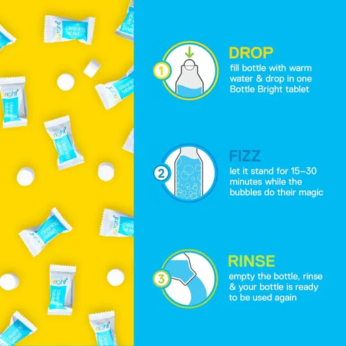 Miniatura 6 de Bottle Bright Pastillas de limpieza de 12, 36, 78 unidades – Limpiador de botellas de agua para acero inoxidable, vasos, termo Elimina las manchas
