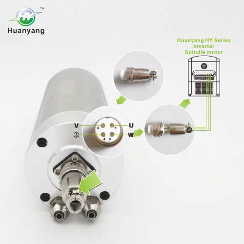 Miniatura 2 de Motor refrigerado por agua del eje del CNC 220V 2.2KW 24000RPM 400hz Φ80mm ER20 3-rodamientos para la máquina de grabado