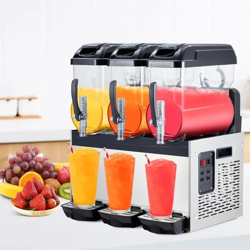 Miniatura 8 de Máquina comercial de granizados Máquina congelada de la bebida, tres tanques 12l 860w acero inoxidable, fabricante de batidos de granizado de vino