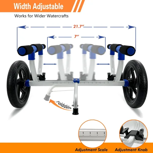 Miniatura 5 de Carrito de kayak, carrito de tabla de remo, carrito de kayak, canoa, dolly, SUP, portador con neumáticos sin aire