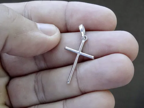 Miniatura 6 de Cruz de plata de ley 925 colgante minimalista religioso unisex joyería