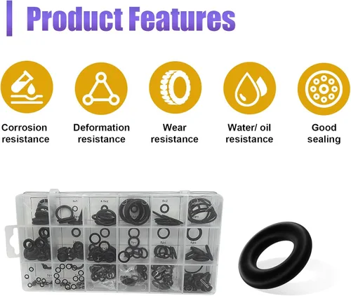 Miniatura 3 de povtii Kit de Surtido de 300 Anillos Tóricos, 18 Tamaños Resistentes a Alta Presión y Alta Temperatura, Kit de Reparación de Anillos de Goma