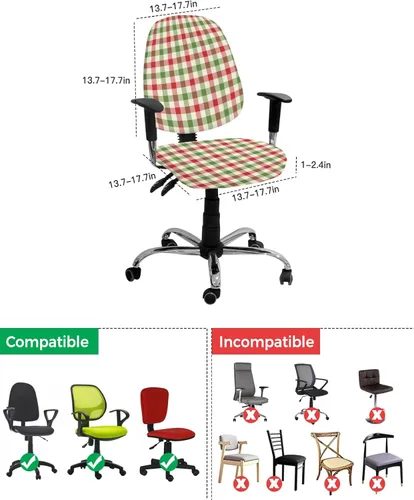 Miniatura 4 de Juego de 2 fundas elásticas para sillas de oficina y computadora, fundas elásticas para asiento de silla giratoria de escritorio, fundas protectoras