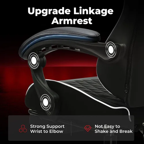 Miniatura 4 de EXRACING Silla ergonómica para videojuegos, silla de computadora con reposapiés y soporte lumbar, silla de oficina de cuero con respaldo alto blanco