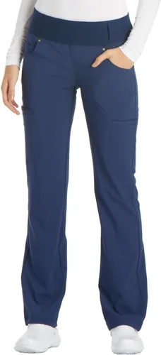 Cherokee Pantalones Médicos para Mujeres de Tiro Medio Pierna Recta Pantalones de Uniforme Médico para Mujeres sin Cierre con 6 Bolsillos y