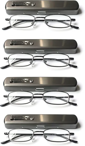 Miniatura 9 de Paquete de 4 lentes de lectura portátiles delgados y delgados con estuche de bolsillo para hombres y mujeres