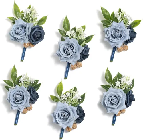 Miniatura 15 de Serwalin Conjunto de Corsage y Boutonniere Rosa, Corsage y Boutonniere de Graduación, Conjunto de Flores de Boda, Accesorios de Homecoming