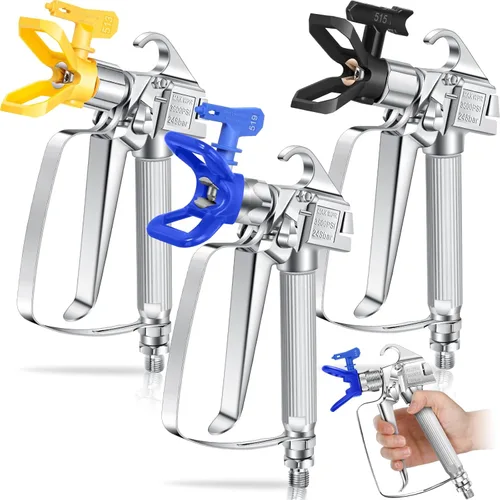 Threlaco 3 juegos de pistola de pintura sin aire de 3600PSI con punta 513/515/519 junta giratoria de alta presión pistola pulverizadora de pintura