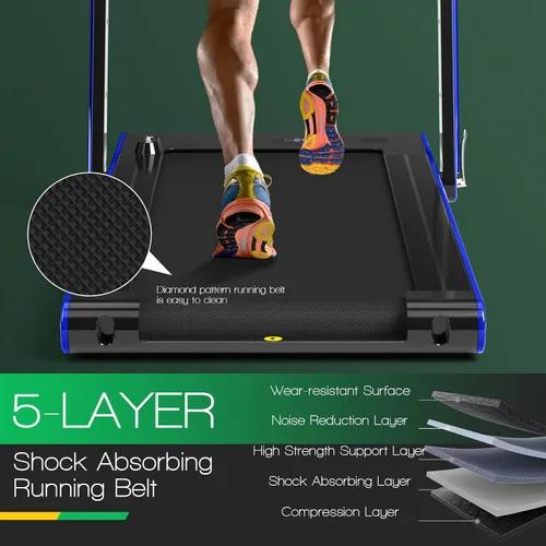 Miniatura 5 de GYMAX Caminadora 2 en 1 para debajo del escritorio, máquina de correr plegable con pantalla LED doble, aplicación y control remoto, almohadilla