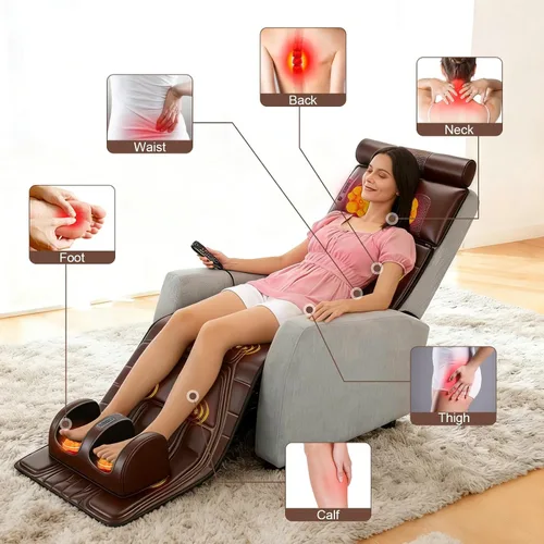 Miniatura 3 de KOCASO Alfombrilla de masaje de cuerpo completo de piel sintética, almohadilla multifuncional para silla de masaje con temporizador de calor
