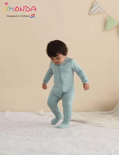 Miniatura 3 de Jimonda Pijama de bambú, pies de una pieza unisex para bebé, cierre de cremallera de 2 vías..
