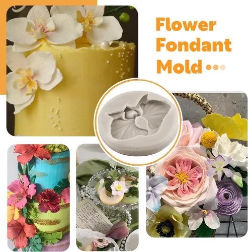 Miniatura 3 de Sijiangmold Molde de silicona de flor de hibisco, orquídea de hibisco, moldes de fondant, molde de caramelo de flores de plumeria, molde