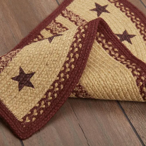 Miniatura 6 de VHC Brands Alfombra de yute marrón burdeos con diseño de estrellas y almohadilla de 16.5 x 33 pulgadas