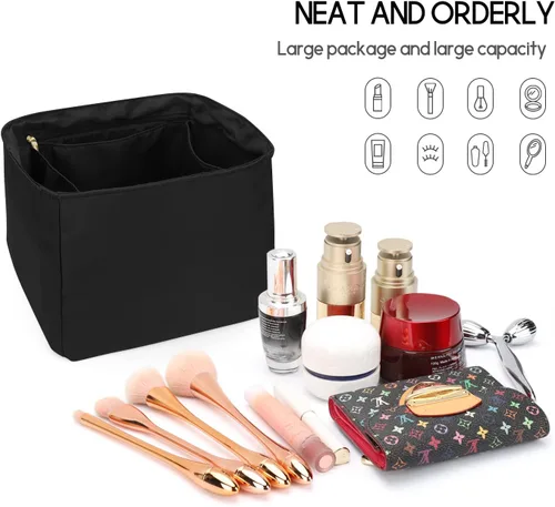 Miniatura 5 de LEXSION Organizador de bolsos sedosos para bolsas de Picotin 1822, organizador de bolso, inserto de lujo con cremallera, bolso de mano, moldeadores