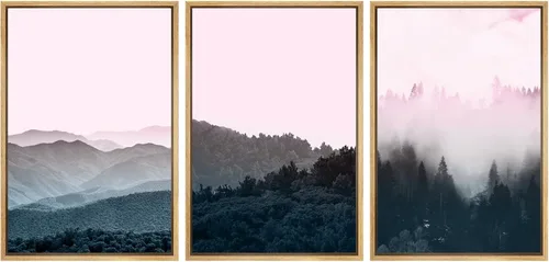 Miniatura 141 de SIGNWIN Lienzo enmarcado para pared, juego de arte tranquilo con reflejo de lago, acuarela, montaña y agua, ilustraciones modernas, arte abstracto