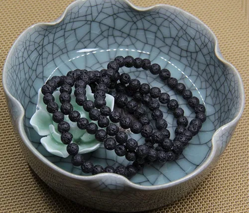Miniatura 4 de Pulsera elástica de cuentas redondas de piedras semipreciosas de 0.236 in, unisex de 7 pulgadas
