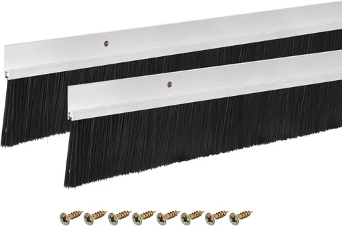 Miniatura 28 de uxcell 2 piezas cepillo de puerta barrido inferior forma H base de aleación de aluminio con cepillo de nailon de 0.4 pulgadas para hogar, industrial