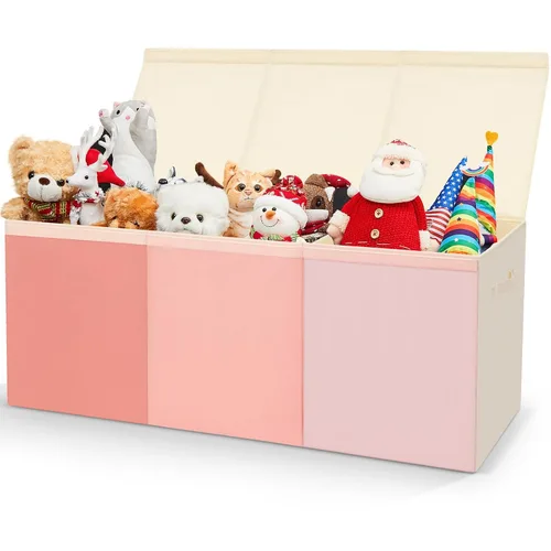 Patelai Caja de juguetes extra grande con tapas, de 4/3 rejillas, pecho grande, plegable, para niños, niñas, sala de estar, guardería, sala de serie