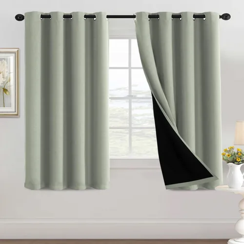 Miniatura 45 de H.VERSAILTEX Cortinas 100% de opacidad para dormitorio, con aislamiento térmico, cortinas opacas completas para sala de estar, cortinas de ventana