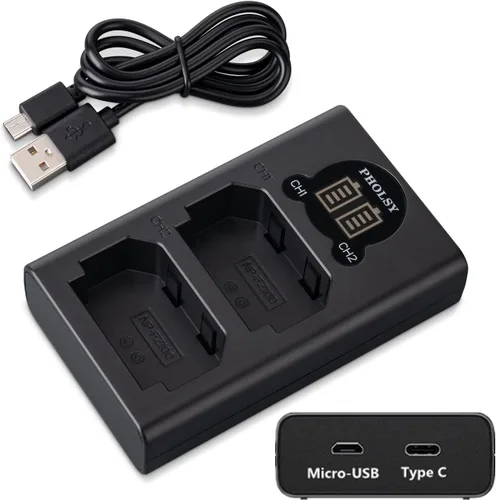 Cargador de batería NP-FZ100, cargador de batería para cámara PHOLSY NP-FZ100, cargador USB dual BC-QZ1 para batería NP-FZ100 compatible con cámara