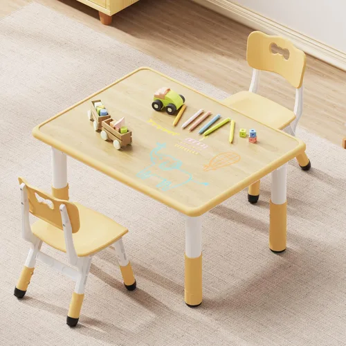 Miniatura 9 de Brelley - Juego de mesa y 2 sillas para niños, escritorio infantil ajustable en altura de 31.5" L x 23.6" W y juego de sillas, escritorio con diseño