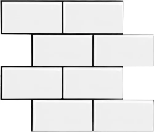 Miniatura 22 de STICKGOO Azulejos de Subway de 10 Hojas para Despegar y Pegar para Salpicadero, Azulejos de Vinilo Autoadhesivos Negros para Pared, Salpicadero
