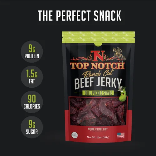 Miniatura 4 de Top Notch Ranch Cut Jerky - Bolsa de 10 onzas de carne seca de res - Snacks ricos en proteínas para niños y adultos - Tiras sabrosas de carne de res