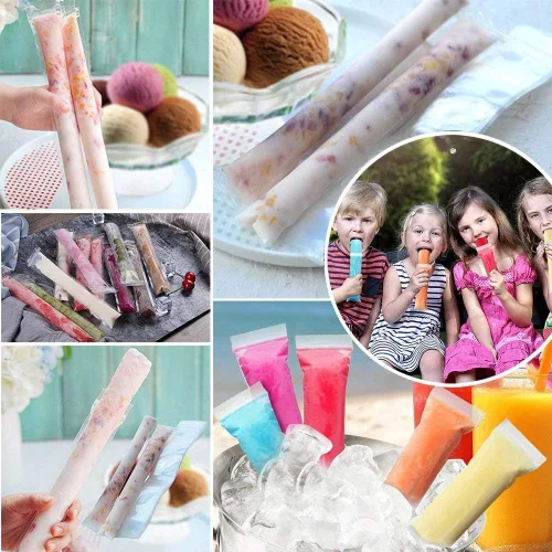 Miniatura 2 de FEBSNOW 200 piezas de bolsas para paletas - Bolsas para moldes de paletas con embudo para yogur, caramelo helado, hielo y favores de fiesta (11"x2")