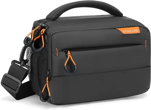 MOSISO Bolsa pequeña para cámara para fotógrafos, bolsas compactas para cámara al hombro para cámaras DSLR/SLR/sin espejo, bolsa de fotografía Negro