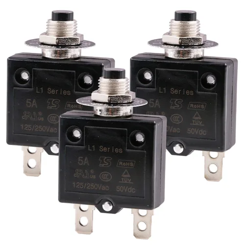 Miniatura 2 de Interruptor de circuito de botón de reinicio manual, interruptor de sobrecarga térmica de 12V-24V CC para lancha, RV, automóvil, camión 5A