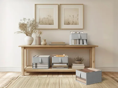Miniatura 2 de Contenedores de almacenamiento plegables con ventana transparente, organizador de tela para armario, estantes y cubos, cajas de almacenamiento