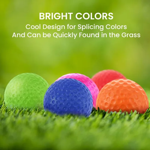 Miniatura 6 de FINGER TEN Pelotas de práctica de golf de espuma de colores, paquete de 12, 24, 50 unidades, pelota de golf ligera de vuelo limitado para interiores