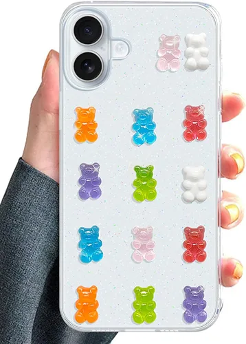Miniatura 10 de UnnFiko Funda Transparente Bonita para Teléfono iPhone 13 mini, Osos de Dibujos Animados Súper Kawaii, Fundas Protectoras Suaves para Teléfono
