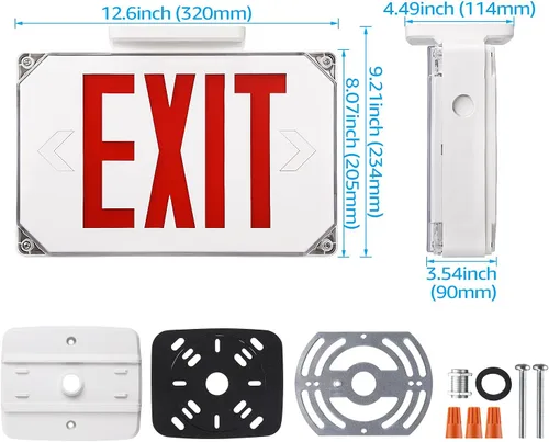 Miniatura 6 de LEONLITE Señal de salida LED roja, luz de salida de ubicación húmeda con batería de respaldo, certificación UL, iluminación de emergencia cableada
