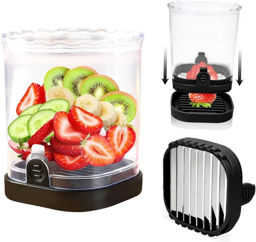 Miniatura 11 de Cortador y picador de frutas - Cortador de tazas para fresa, uva, plátano, champiñones, utensilios de cocina para frutas y verduras, herramienta