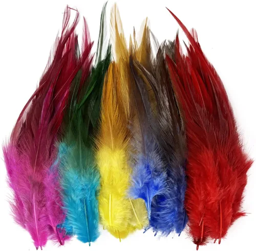 Happy Feather 200 piezas de plumas de gallo para manualidades, plumas de faisán natural de 5 a 7 pulgadas, aretes colgantes de bricolaje con