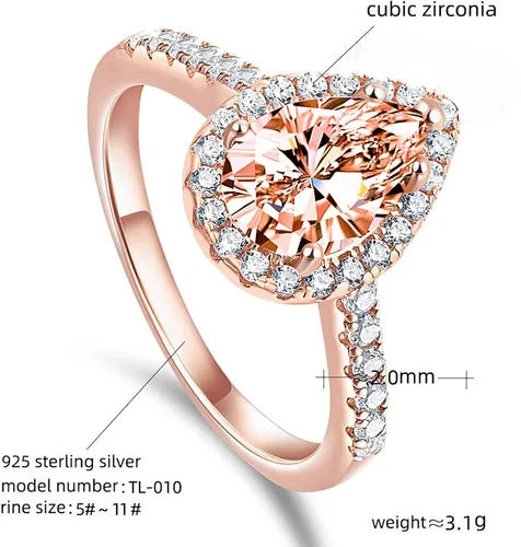 Miniatura 7 de Anillos para mujer, conjunto de diamantes cuadrados de moda, joyería de compromiso de lujo para mujer, regalos para mujer