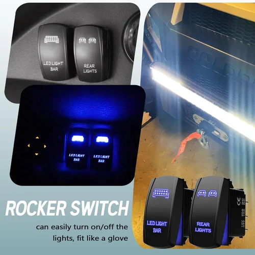 Miniatura 4 de Xislet Barra de Luces LED e Interruptores Basculantes de Luz Trasera de 5 Pines Láser de Encendido/Apagado con Set de Cables Puente Compatible
