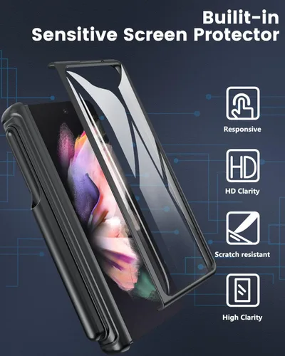 Miniatura 5 de Viaotaily Funda para Galaxy Z Fold 3 con Soporte para Bolígrafo, Funda Fold 3 con Protección de Bisagra y Protector de Pantalla, Funda con Soporte