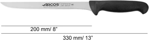 Miniatura 2 de Arcos Cuchillo de filete de acero inoxidable nitrum de 8 pulgadas. Mango ergonómico de polipropileno y hoja de 7.874 in. Cuchillo afilado para Negro