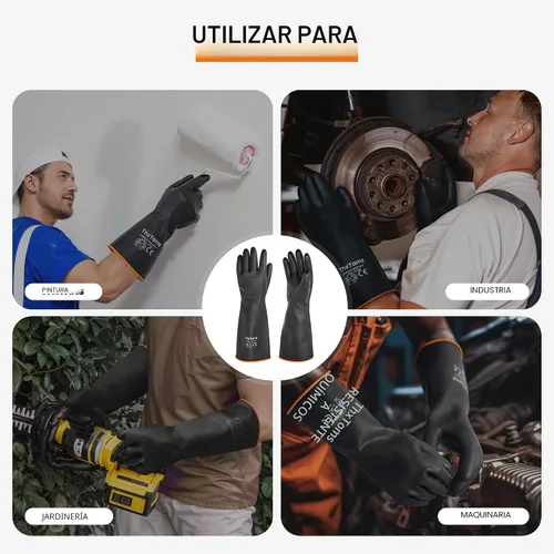 Miniatura 7 de ThxToms Guantes de Látex de Servicio Pesado, Guantes Largos de Goma, Guantes Resistentes a Químicos, Resistentes a Perforaciones, Resistentes a 56 cm