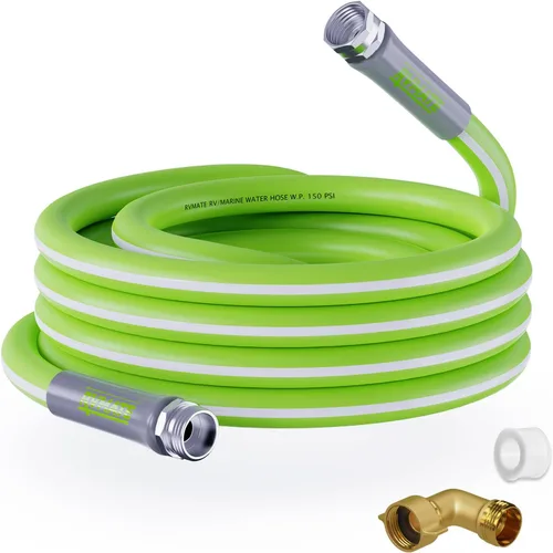 RVMATE Manguera de Agua para RV de 25 Pies, Diámetro Interior de 5/8", Manguera de Agua Potable Sin Plomo, Manguera de Jardín Sin Fugas Para Verde