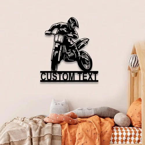 Miniatura 4 de Arte de pared de metal personalizado para motocross con luz LED, luz nocturna personalizada con nombre de motocross, decoración de lámpara de neón