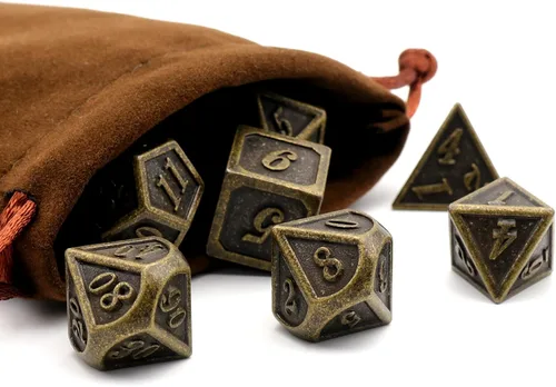 Miniatura 6 de Juego de dados de metal, dados poliédricos D&D para Dungeons and Dragons RPG DND, dados para juegos de rol, MTG, juegos de mesa, Shadowrun Bronce