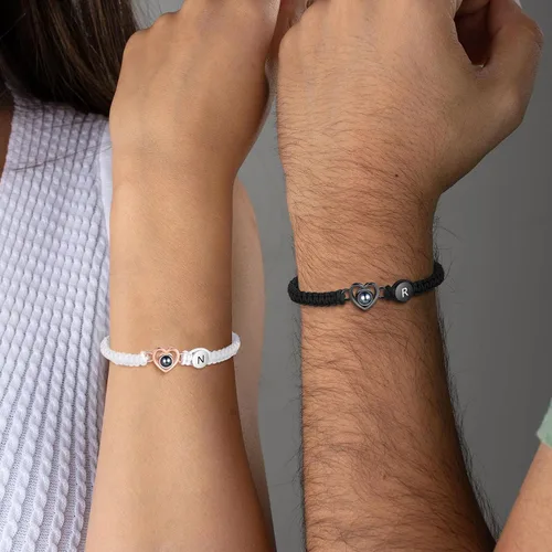 Miniatura 3 de Pulsera con inicial personalizada con imagen en el interior, cuerda de proyección de fotos personalizada para hombres y mujeres, regalo