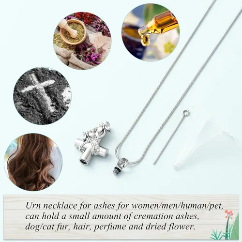 Miniatura 6 de Imrsanl Collar de urna de cruz de mariposa para cenizas, hombres y mujeres, joyería de cremación, colgante de cenizas para cenizas conmemorativas