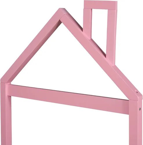 Miniatura 6 de Cama de plataforma de madera de tamaño individual con cabecera en forma de casa, plataforma única para niños y niñas, no requiere somier