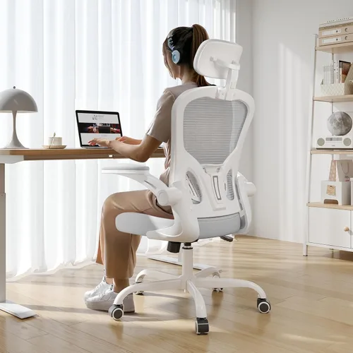 Miniatura 8 de Silla de Oficina Ergonómica para Escritorio, Capacidad de 330 Libras, Silla de Computadora de Respaldo Alto para Largas Horas Cómoda, Silla Gris