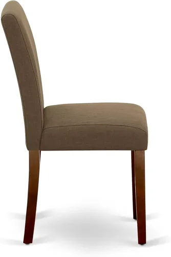 Miniatura 6 de East West Furniture ABP3T18 Abbott Parson - Sillas de comedor acolchadas de tela de lino café, juego de 2, caoba